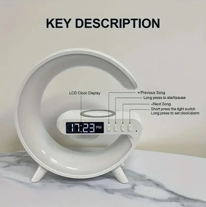 LED night lamp RGB with wireless charging and clock 241023-1758