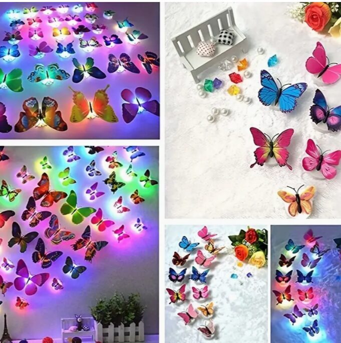 Night light decor: Colorful butterflies 6 pcs., fast delivery