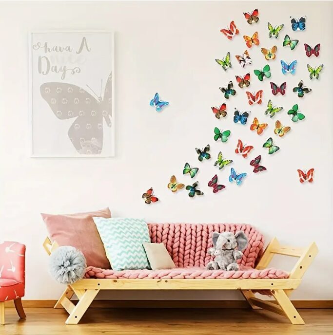 Night light decor: Colorful butterflies 6 pcs., fast delivery