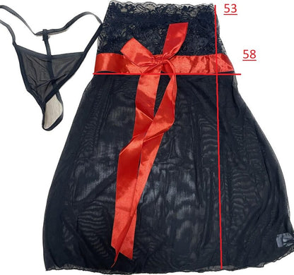 Sexy peignoir - nightwear set, underwear. Matching thong panties included. 