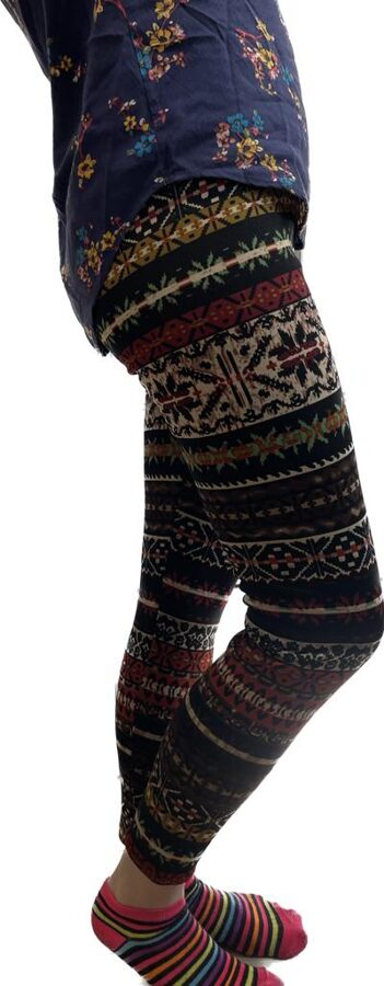 Stylish leggings with lining. Winter, with pattern.