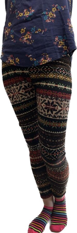 Stylish leggings with lining. Winter, with pattern.
