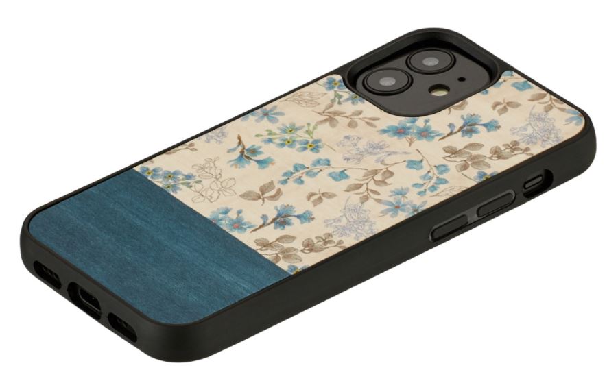 iPhone 12 mini apvalks ar zilu ziedu dizainu, MAN&WOOD