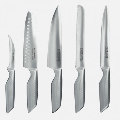 Pensofal Academy Chef Stainless Steel Block w/5 knives Chef/Pane/Multiuso/Santoku/Spelucchino 1108