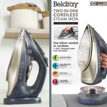 Beldray BEL01609IBVDE 2in1 Cordless 2600W steam iron