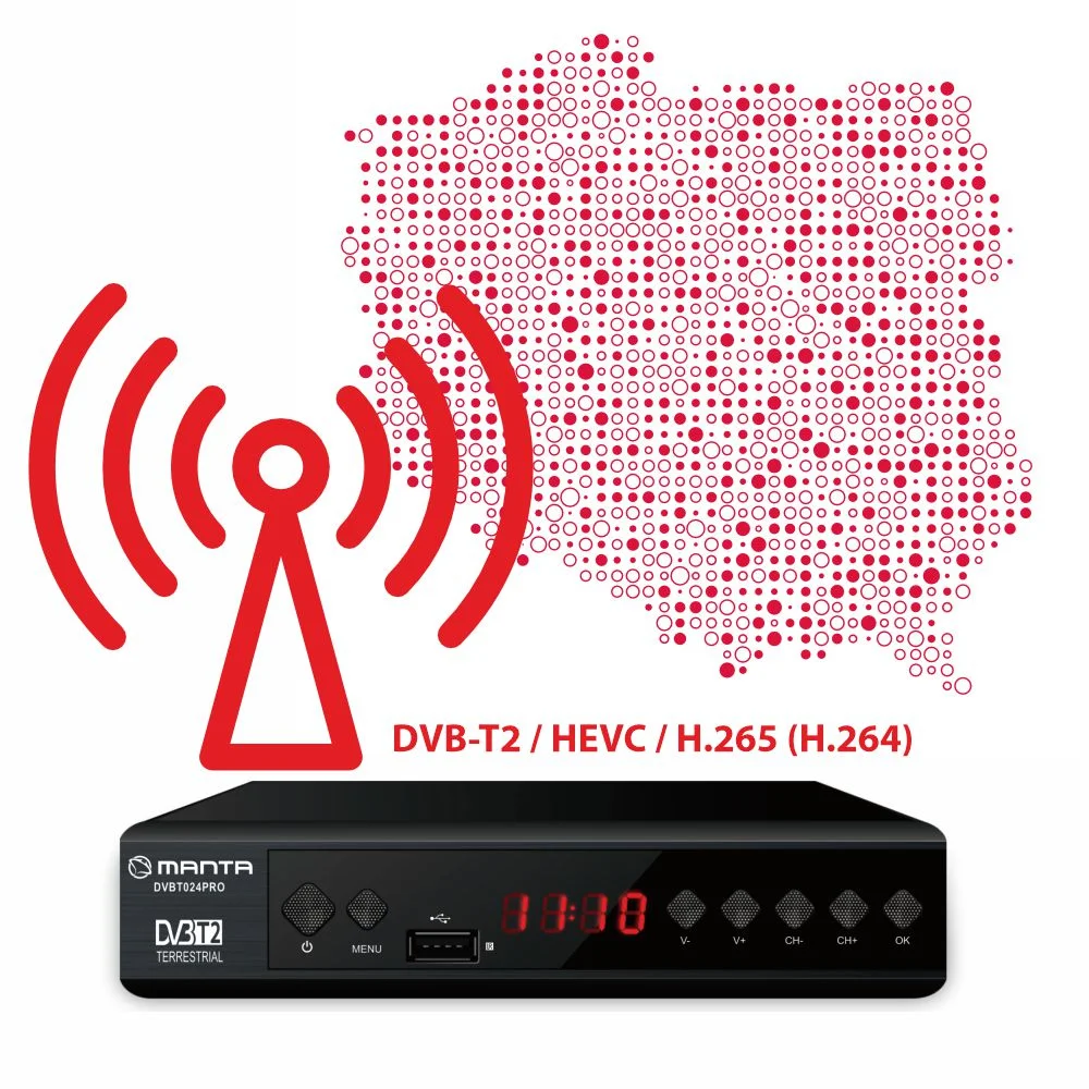 Dekoders Manta DVBT024PRO DVBT-T2 ar HDMI un USB atbalstu