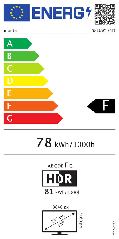 58" 4K UHD HDR televizors, Manta 58LUW121D