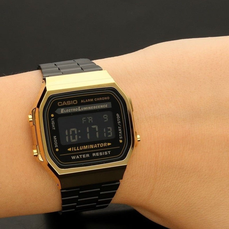 Цифровые наручные часы унисекс, золото - CASIO Vintage A168WEGB-1BEF