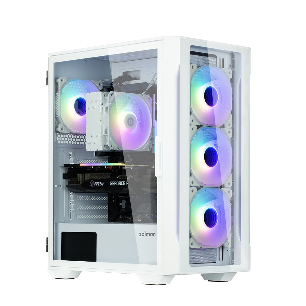 ATX case with RGB fans (4x) - Zalman I3 NEO TG White