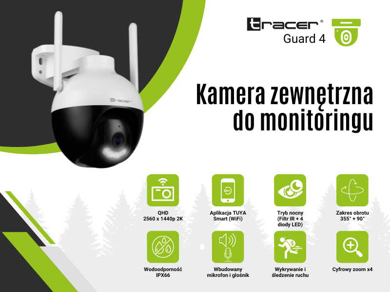 Āra/Iekštelpu Kamera ar Divvirzienu Audio, Tracer GUARD 4