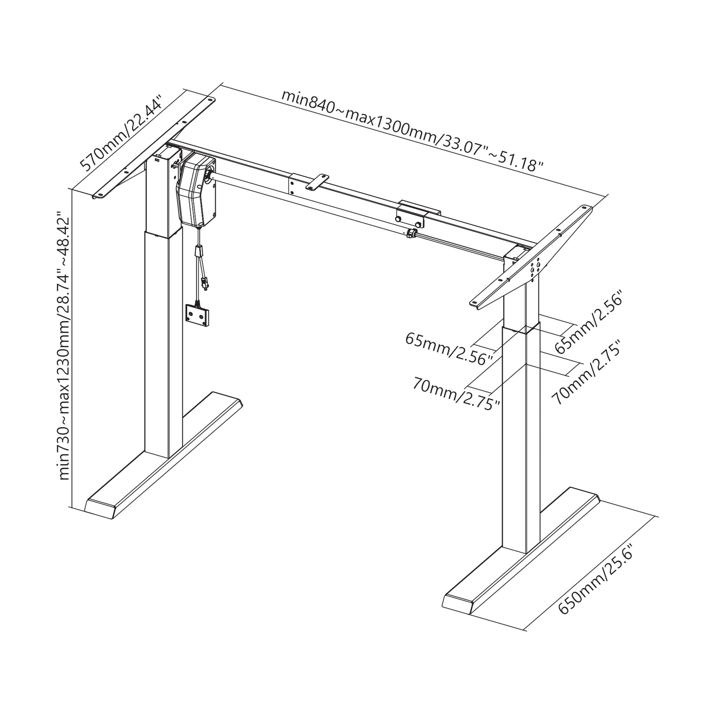 Desk legs with one motor, gray steel frame, Sbox MD-622