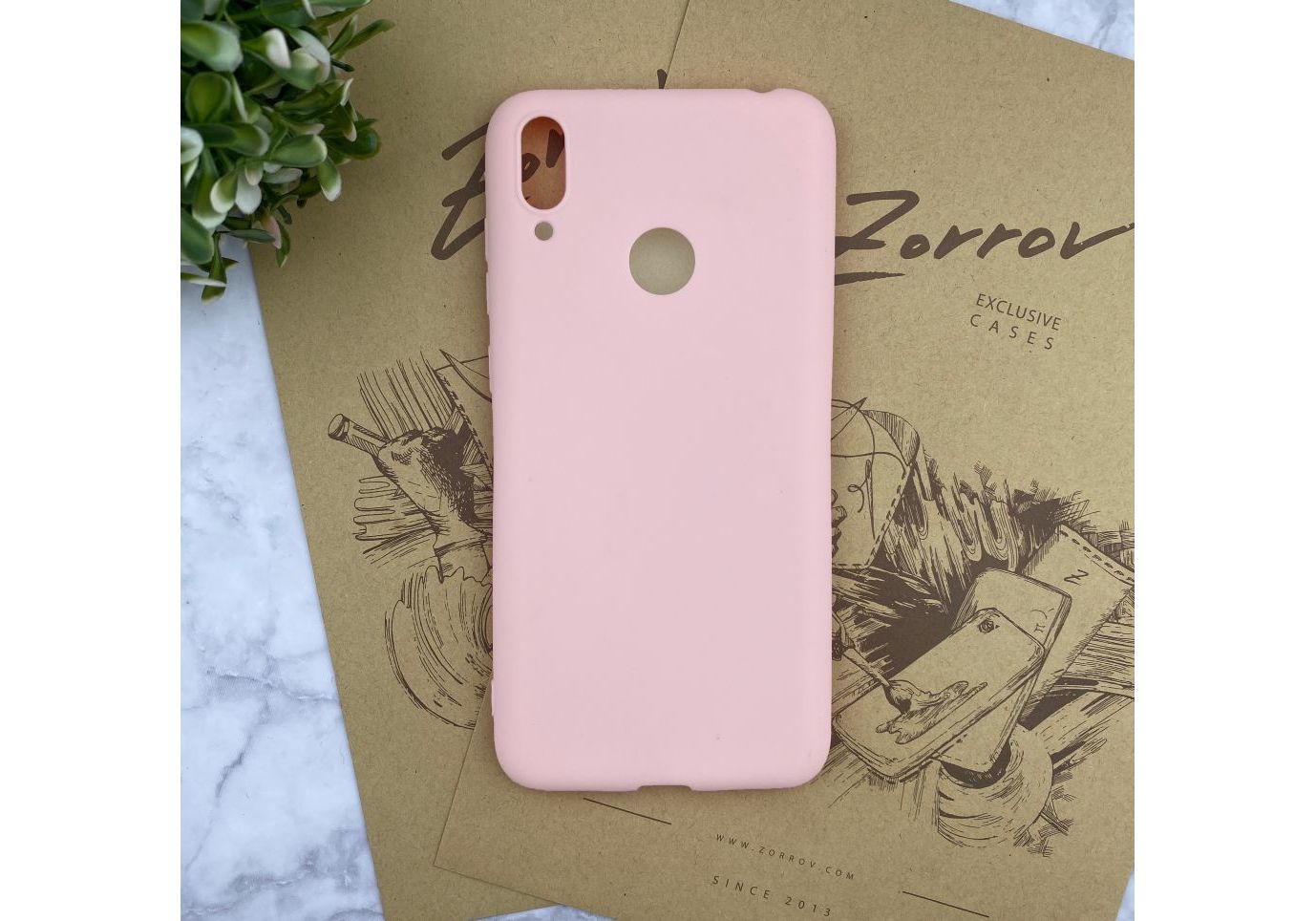 Silicone cover for Huawei Y7 2019, pink sand, Evelatus