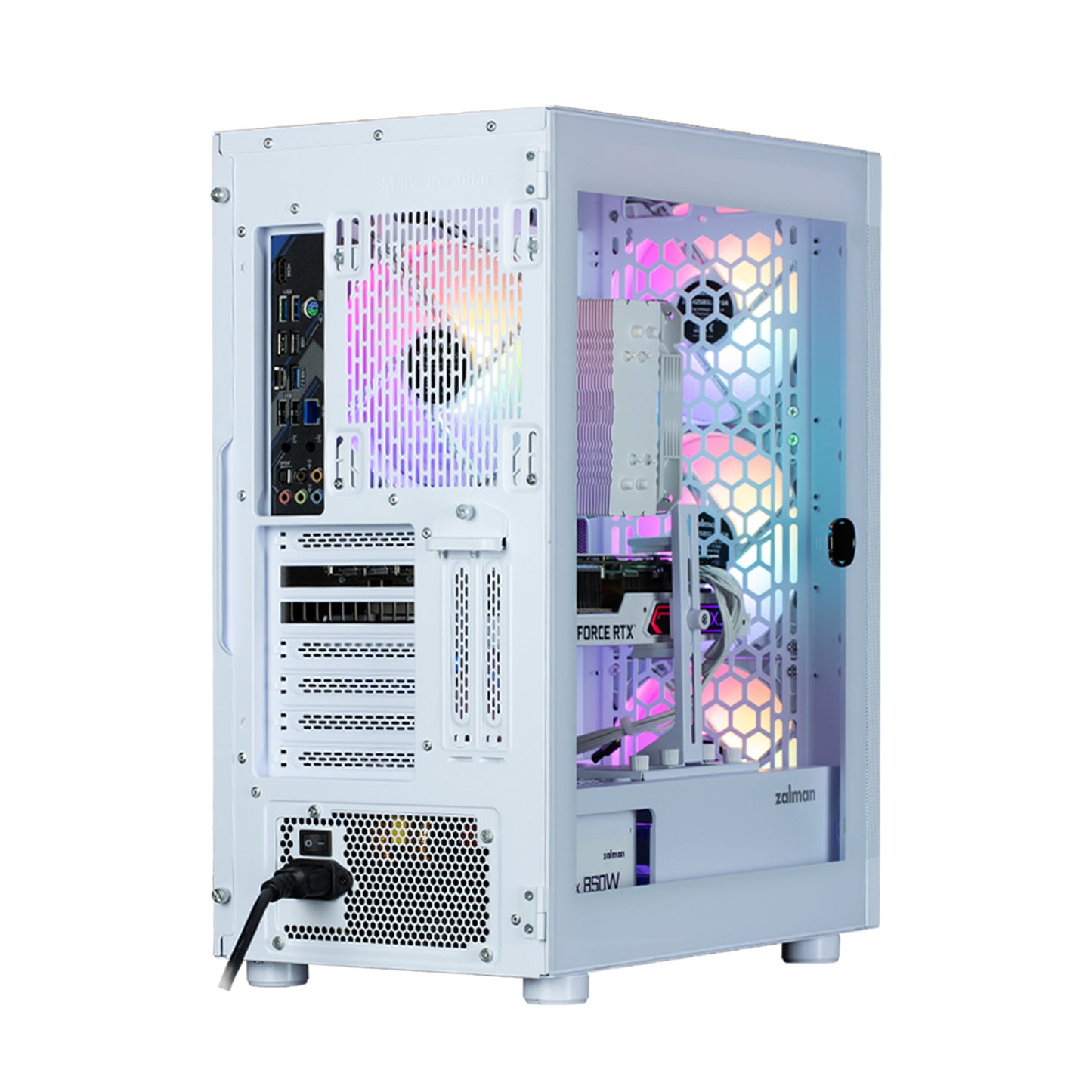 Zalman i4 TG White, fan RGB x4