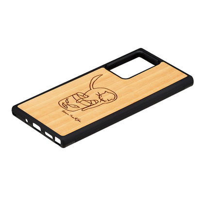 Galaxy Note 20 Ultra natural wood case with cat and fish, MAN&amp;WOOD