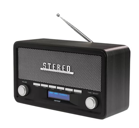 Digitālais Retro Radio ar Bluetooth un Modinātāju Denver DAB-18