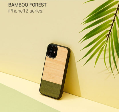 iPhone 12 mini wooden cover, bamboo forest black - MAN&amp;WOOD