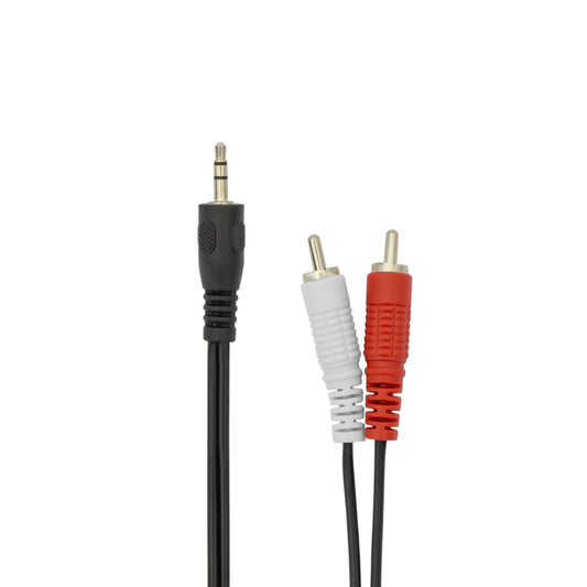 Savienojuma Kabelis 3.5mm uz 2 RCA, 2m, Melns - Sbox