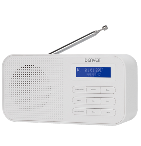 Digitālais radio ar modinātāju un LCD ekrānu - Denver DAB-42 White