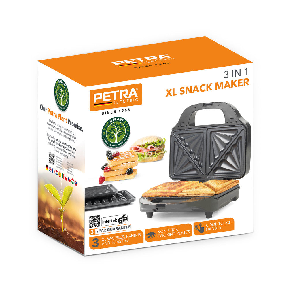 3-in-1 Appetizer Grill with XL Plates and Automatic Temperature Control - Petra PT2143TVDEEU7