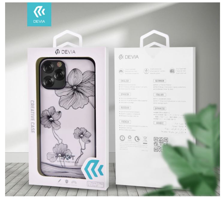 Защитный чехол для iPhone 12 mini со Swarovski - Devia Crystal Flora, черный