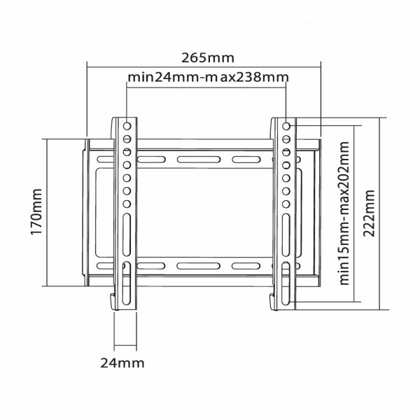 LED TV Bracket 23"-43" 35kg, Sbox PLB-2222F