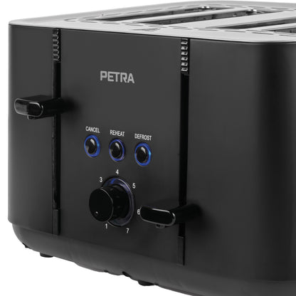 Grauzdiņu Toasters ar Modernu Dizainu, 4 Sloti - Petra PT5565MBLKVDE