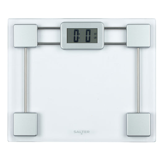 Digital bathroom scale with glass platform, silver, Salter 9081