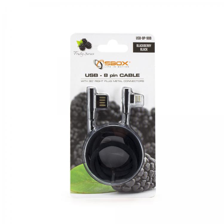 Sbox USB-8P-90B USB 8-контактный кабель ежевика черный