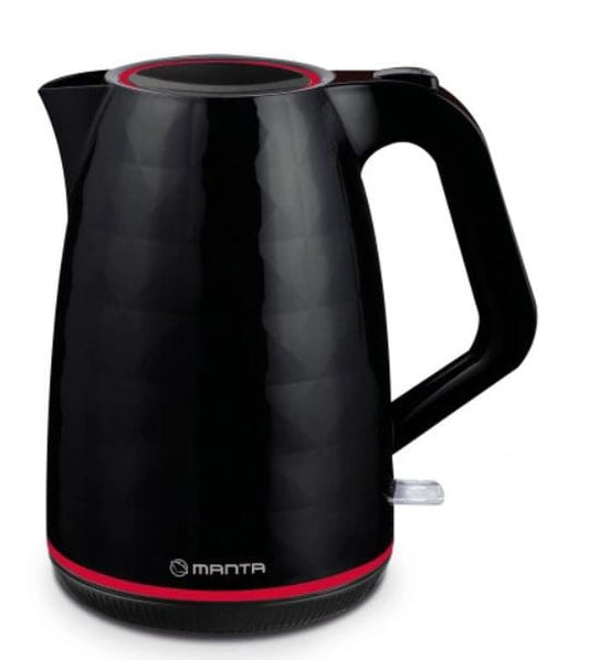 Kettle 1.7l black with hidden heating element and water level indicator, Manta KTL9230B