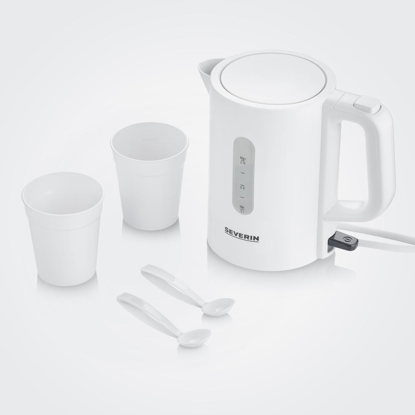 Severin WK 3462 - travel kettle with a volume of 0.5 liters, complete with 2 cups.