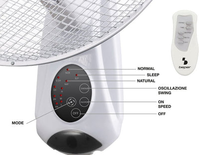 Sienas ventilators ar tālvadību, 3 ātrumi - Beper P206VEN600