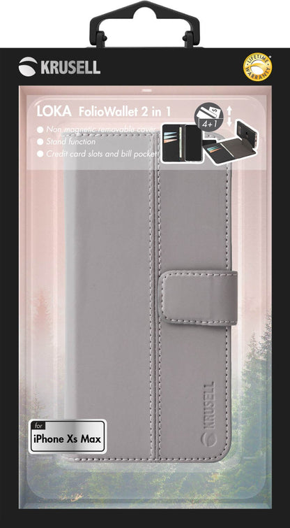 Krusell Loka FolioWallet 2в1 Apple iPhone XS Max серый 