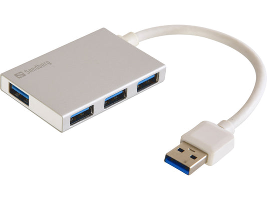 USB centrmezgls ar 4 portiem, Sandberg 133-88, USB 3.0, alumīnija korpuss, 5000 Mbit/s