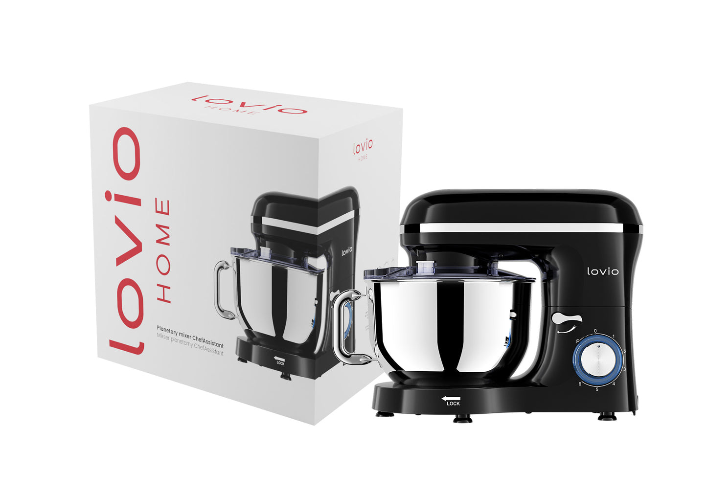 Stacionārais mikseris 6.2L, 1900W, Lovio ChefAssistant Black