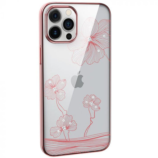 iPhone 12 mini aizsargvāciņš ar Swarovski, Devia Crystal Flora, rožu zelts