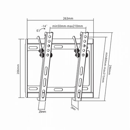 Tiltable LED TV Wall Mount 23"-43", 35kg, Sbox PLB-3422T