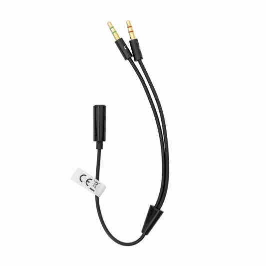 Audio cable 3.5 mm 4-pin to 2x3.5 mm 3-pin, black, Sbox 35M-2X35F/R