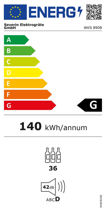 Elektriskais Vīna Dzesētājs ar LED Apgaismojumu Severin WKS 8908