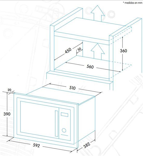 Built-in microwave oven with 23L grill, Edesa EMW-2320-IG X