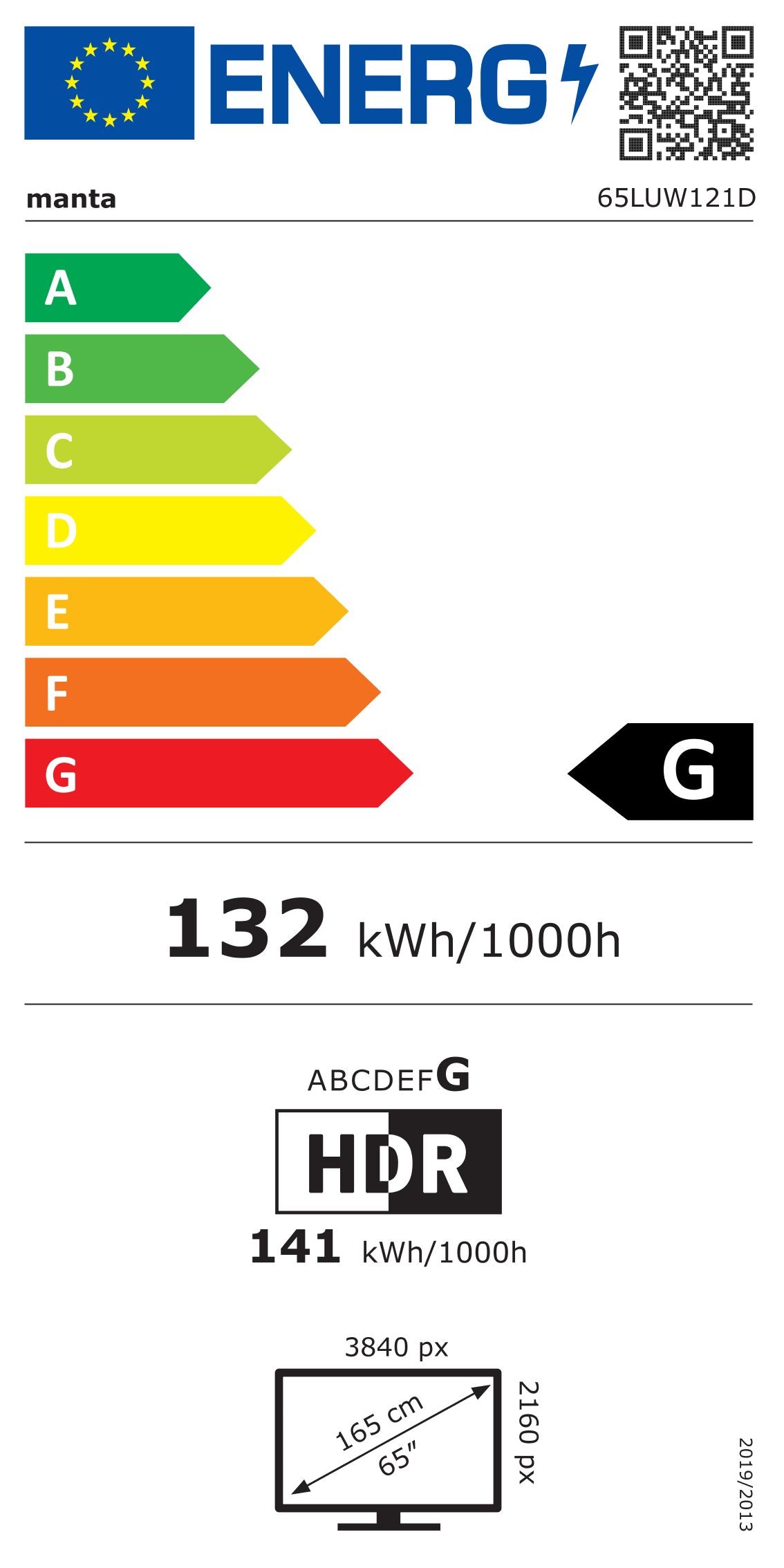 65" 4K UHD HDR TV, Manta 65LUW121D