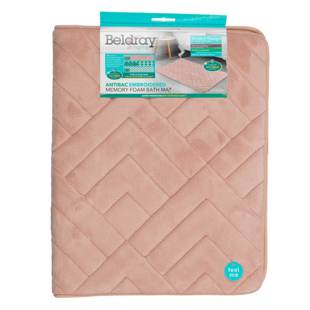 Beldray LA084699PNKUFEU7 Antibac Embroidered Memory Foam Bath Mat