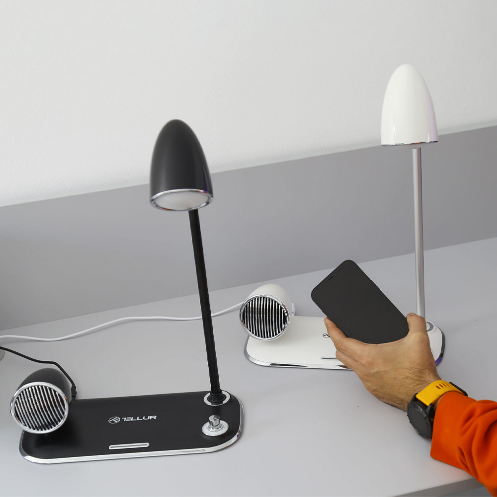 Wireless table charger with Bluetooth speaker and lamp, Tellur Nostalgia