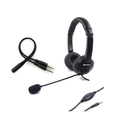 MiniJack austiņas ar mikrofonu, 1,8m kabelis - Sandberg 326-15