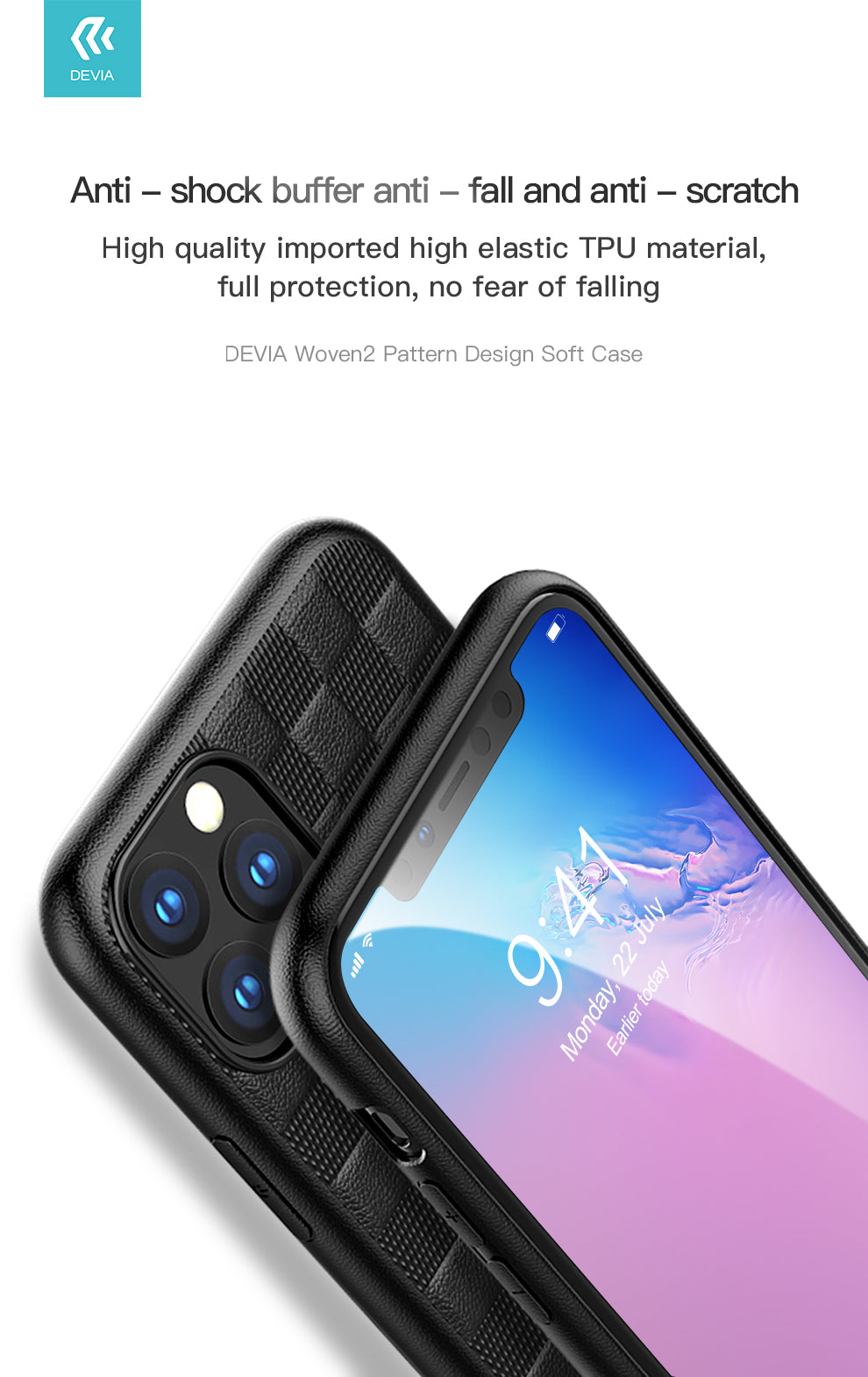 iPhone 11 Pro sarkans TPU aizsargvāciņš, Devia Woven2 dizains