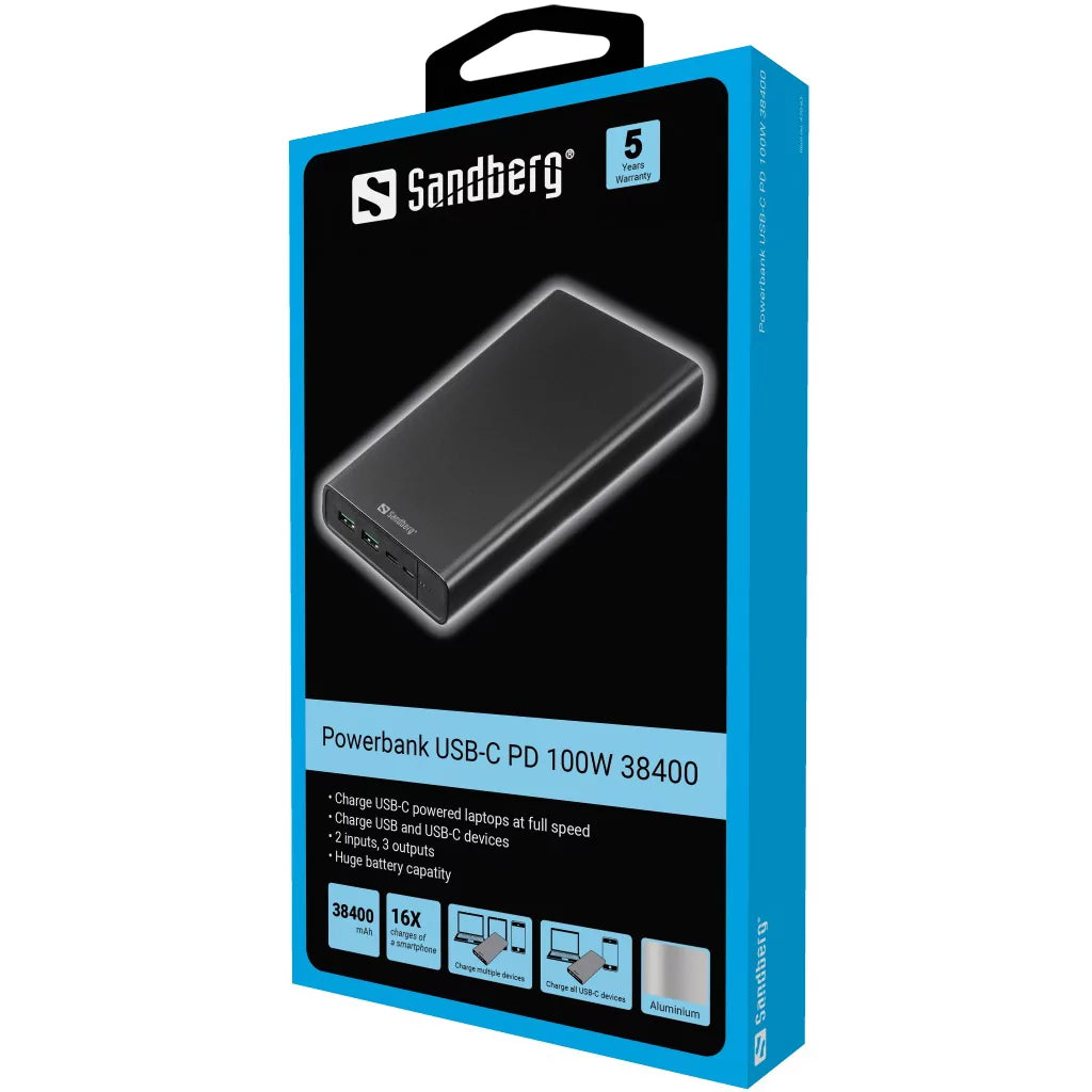 Sandberg 420-63 Powerbank USB-C PD 100 Вт 38400 мАч