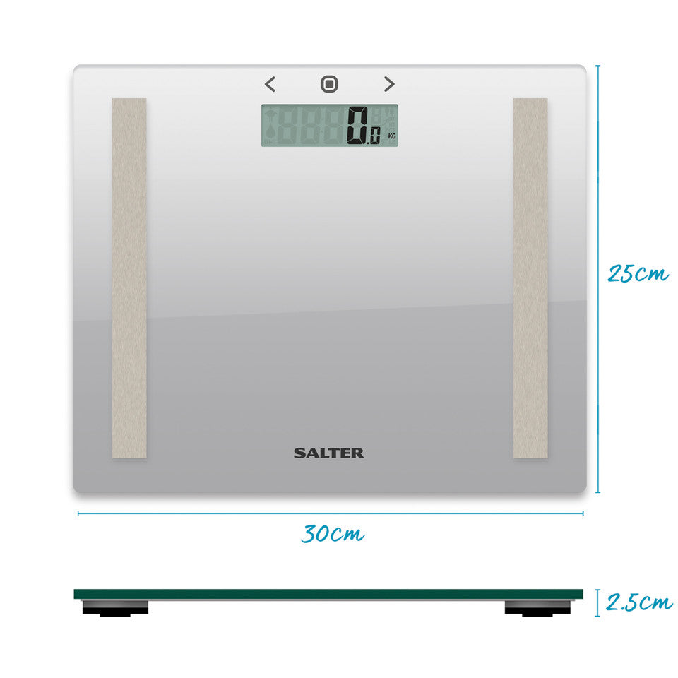 Body analyzer scales with glass platform, Salter 9113 Silver