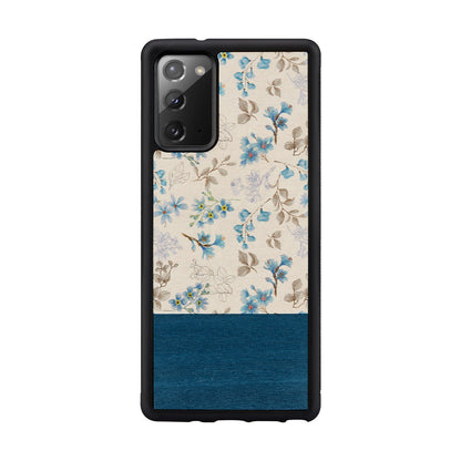 Samsung Galaxy Note20 flower cover made of wood, blue/black