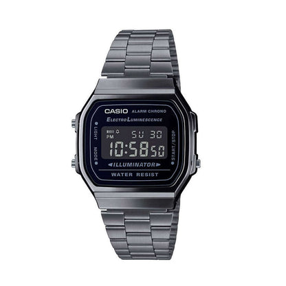 Digitālais pulkstenis ar melnu nerūsējošo siksniņu, CASIO Vintage A168WEGG-1BEF