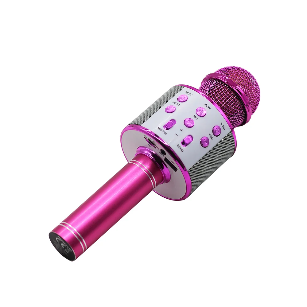 Беспроводной Bluetooth-микрофон для караоке Manta MIC11-PK Pink — динамик, встроенный аккумулятор, функция эха, розовый