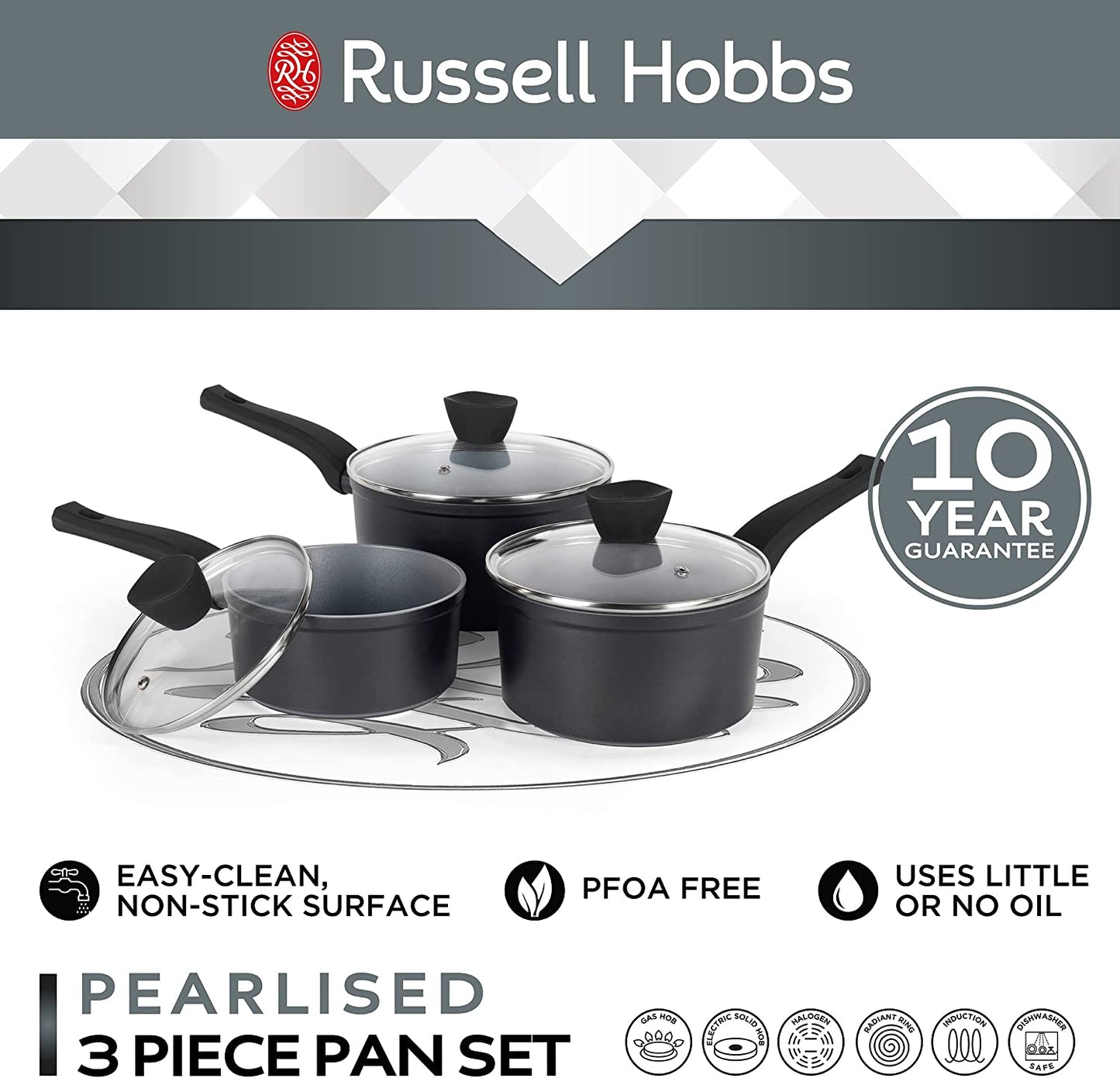 Russell Hobbs RH01706EU Набор кастрюль с перламутром из 3 предметов